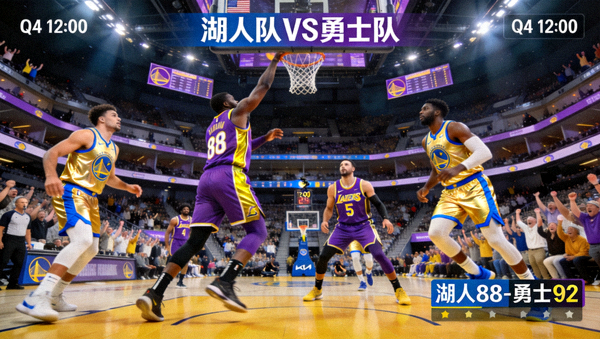 NBA湖人队对阵勇士队比赛直播画面